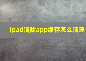 ipad清除app缓存怎么清理