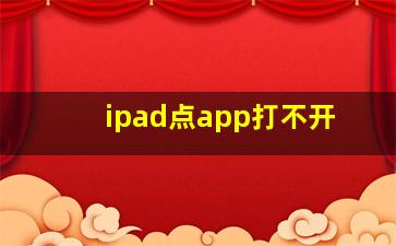 ipad点app打不开