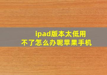 ipad版本太低用不了怎么办呢苹果手机