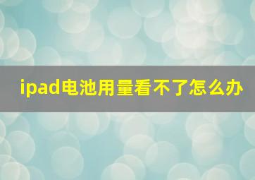 ipad电池用量看不了怎么办