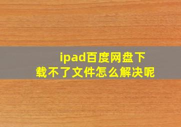 ipad百度网盘下载不了文件怎么解决呢