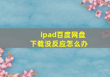 ipad百度网盘下载没反应怎么办