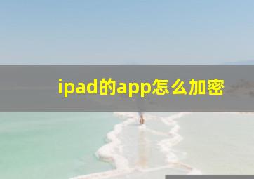 ipad的app怎么加密