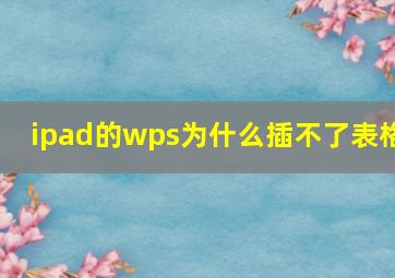 ipad的wps为什么插不了表格