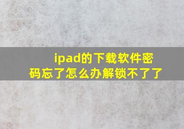 ipad的下载软件密码忘了怎么办解锁不了了