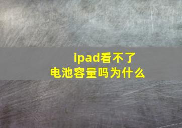 ipad看不了电池容量吗为什么