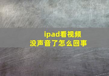 ipad看视频没声音了怎么回事