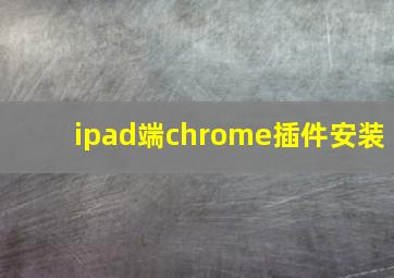 ipad端chrome插件安装