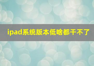 ipad系统版本低啥都干不了