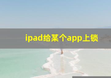 ipad给某个app上锁