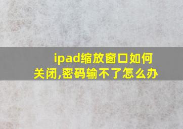 ipad缩放窗口如何关闭,密码输不了怎么办