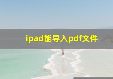 ipad能导入pdf文件