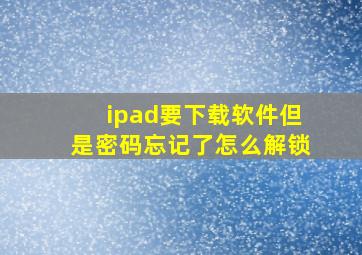 ipad要下载软件但是密码忘记了怎么解锁