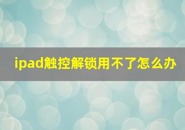 ipad触控解锁用不了怎么办