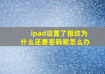 ipad设置了指纹为什么还要密码呢怎么办