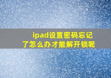 ipad设置密码忘记了怎么办才能解开锁呢