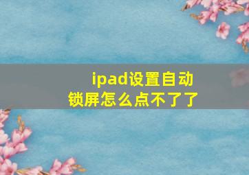 ipad设置自动锁屏怎么点不了了