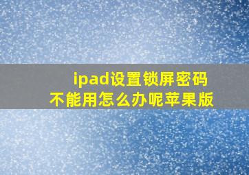 ipad设置锁屏密码不能用怎么办呢苹果版