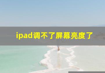 ipad调不了屏幕亮度了