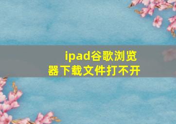 ipad谷歌浏览器下载文件打不开