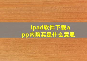 ipad软件下载app内购买是什么意思