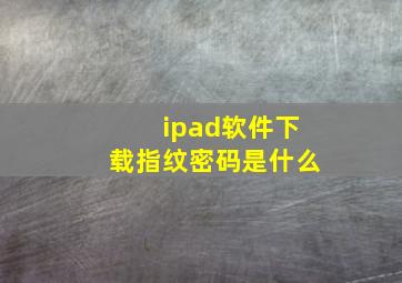 ipad软件下载指纹密码是什么