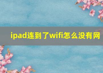 ipad连到了wifi怎么没有网