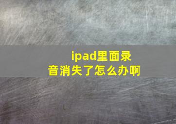 ipad里面录音消失了怎么办啊