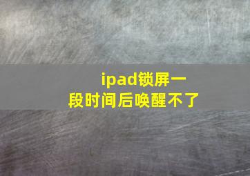 ipad锁屏一段时间后唤醒不了