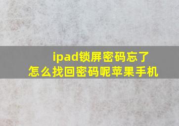 ipad锁屏密码忘了怎么找回密码呢苹果手机