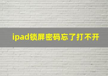 ipad锁屏密码忘了打不开