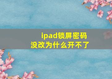 ipad锁屏密码没改为什么开不了