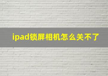 ipad锁屏相机怎么关不了