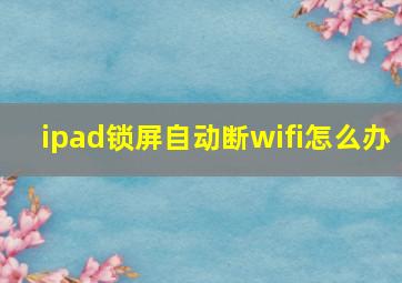 ipad锁屏自动断wifi怎么办