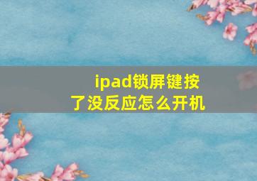 ipad锁屏键按了没反应怎么开机