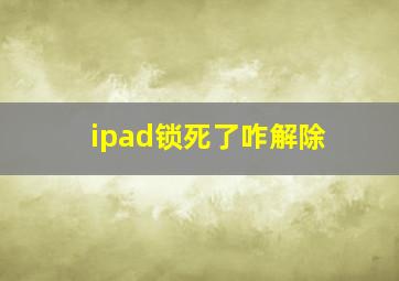 ipad锁死了咋解除