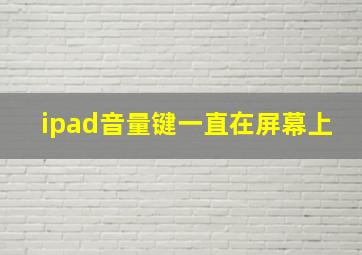 ipad音量键一直在屏幕上