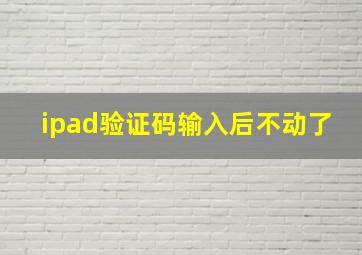 ipad验证码输入后不动了