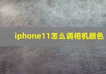 iphone11怎么调相机颜色