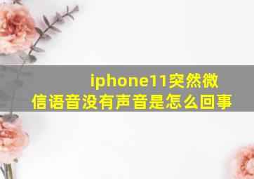 iphone11突然微信语音没有声音是怎么回事