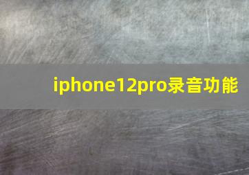 iphone12pro录音功能