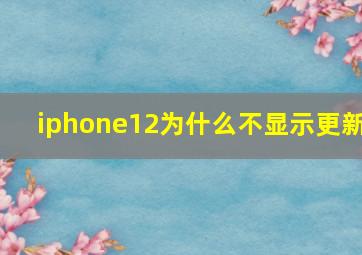 iphone12为什么不显示更新