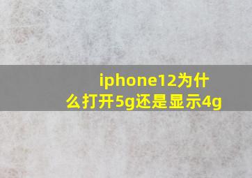 iphone12为什么打开5g还是显示4g