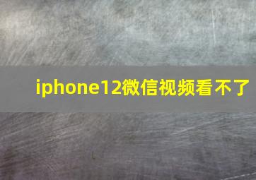 iphone12微信视频看不了