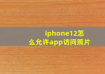 iphone12怎么允许app访问照片