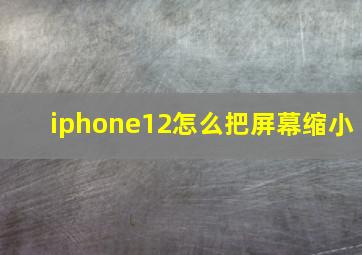 iphone12怎么把屏幕缩小