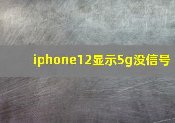 iphone12显示5g没信号