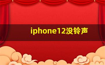 iphone12没铃声