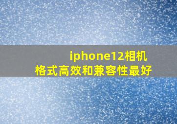 iphone12相机格式高效和兼容性最好