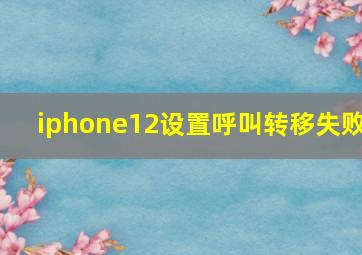 iphone12设置呼叫转移失败